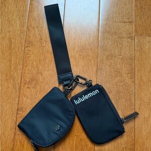 Lululemon Black Dual Pouch Wristlet Card Key Holder